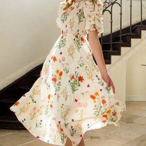 Puff Sleeve Floral Maxi Dress